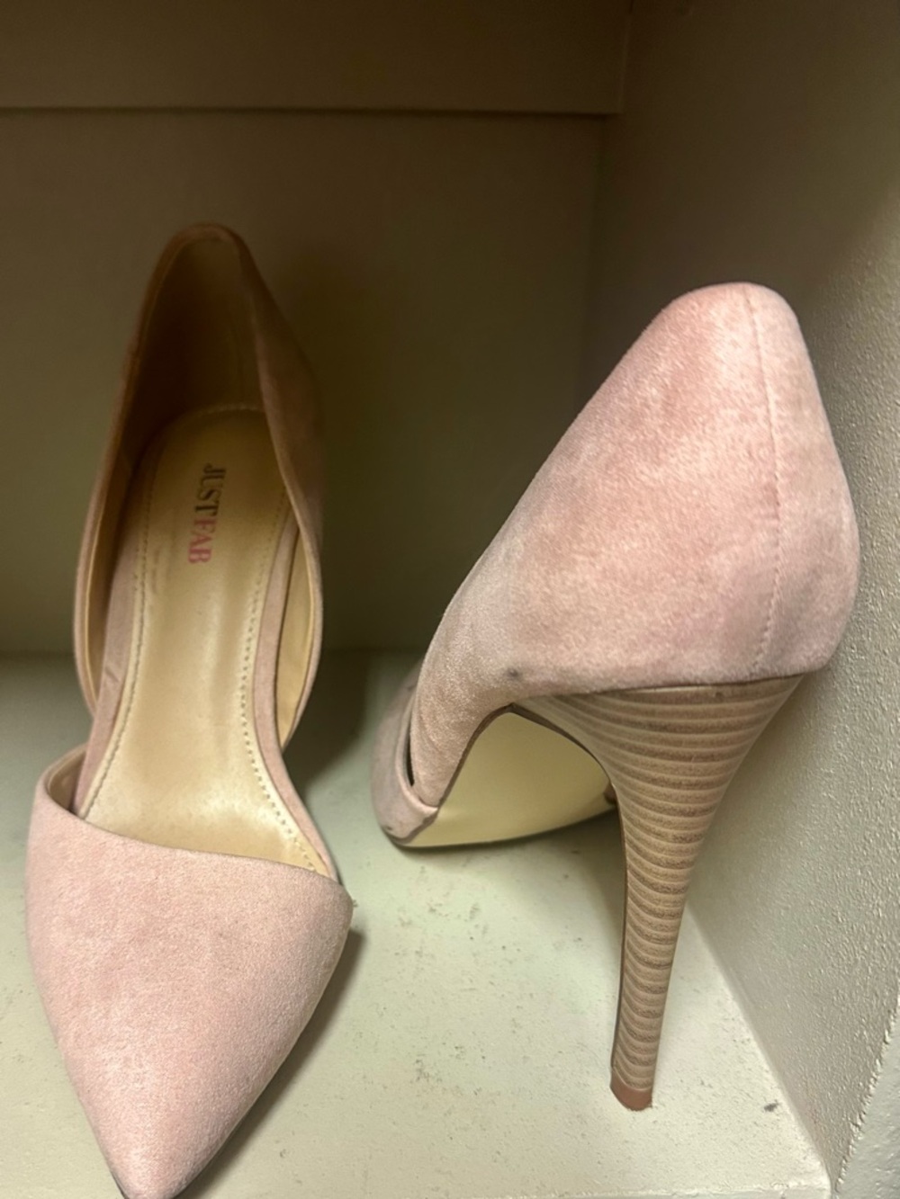 JustFab Soft Pink Suede D'Orsay Stiletto Heels